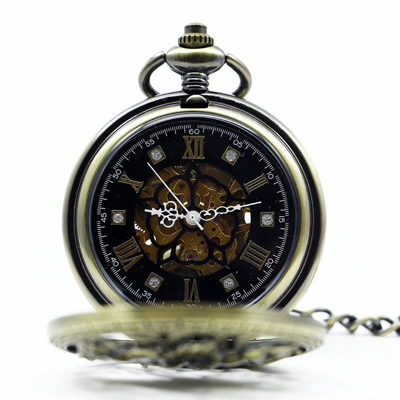 Charm Bronze/Silver Horse Vintage Mechanical Pocket Watch For Men Personalised Hand Wind Retro Fob Watches reloj hombre
