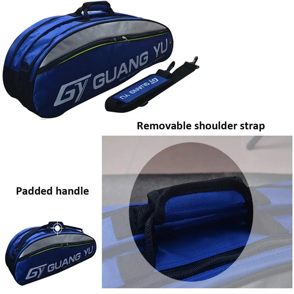 6 Racquet Tennis Bag with Shoes Compartment Big Pocket Badminton Racquet Bag Waterproof Gym Backpack Sport Equipment Duffel Bag