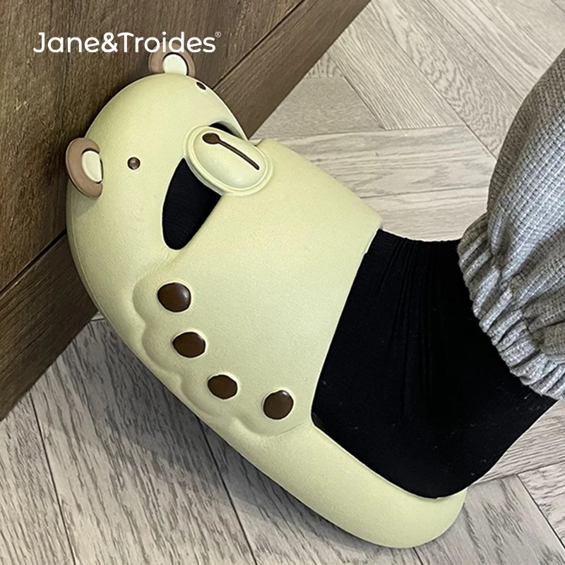 

JaneTroides Summer Women Slipper Closed Toe Toe Sandals Bathroom Thick Non-slip Soft Home Platform Flip Flops Beach Ladies Shoes