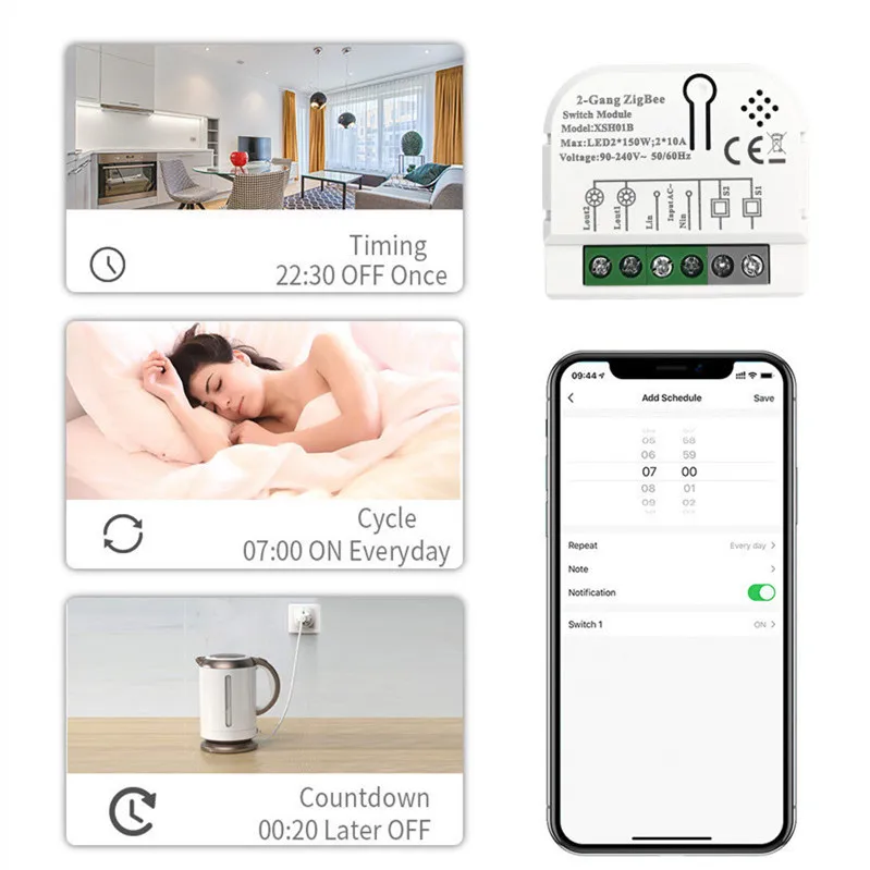 Умный выключатель света Mini Tuya ZigBee 1/2/3/4 клавиши управление через приложение Smart