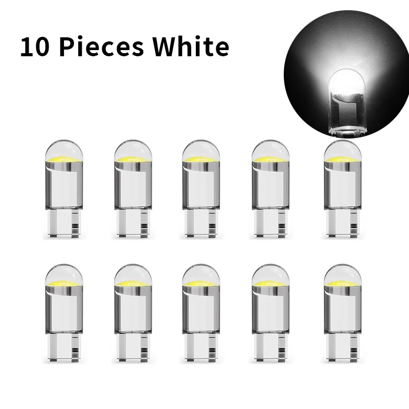

10 шт. W5W Led T10 Canbus автомобильные фары сигнальная лампа COB стекло 6000 К белый авто номерной знак лампа купол чтение лампочка 12 В