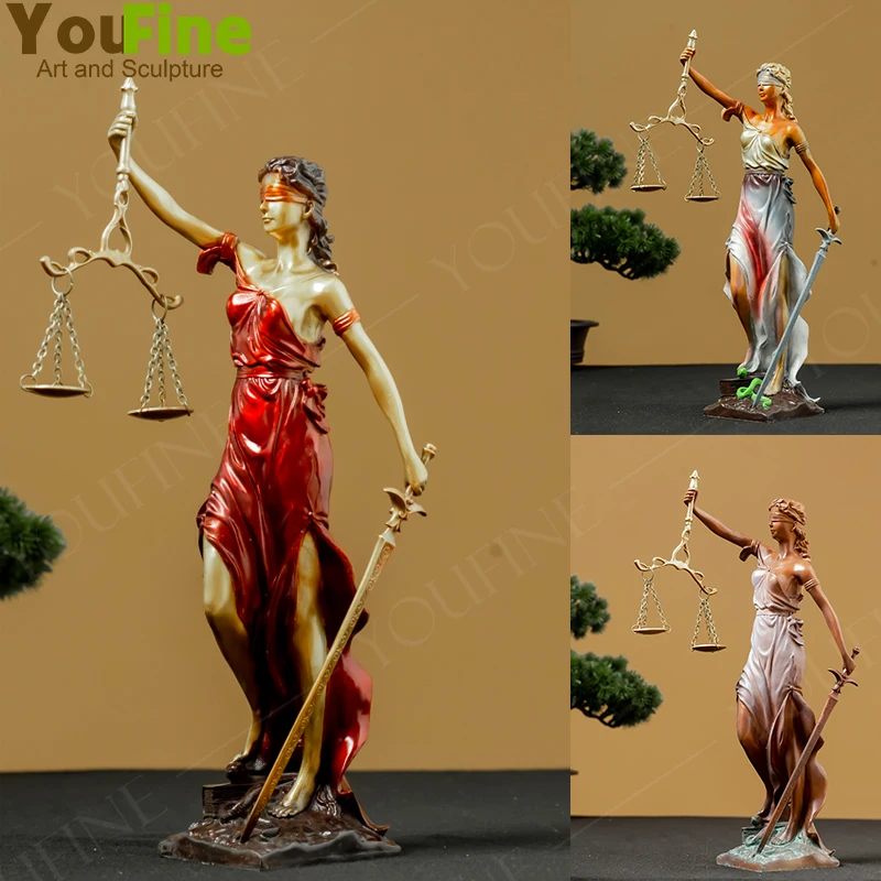 

Bronze Lady Justice Statue Mythology Themis Greek Goddess Of Justice Sculpture lawyer's Desktop Ornaments Home Decor Crafts Gift