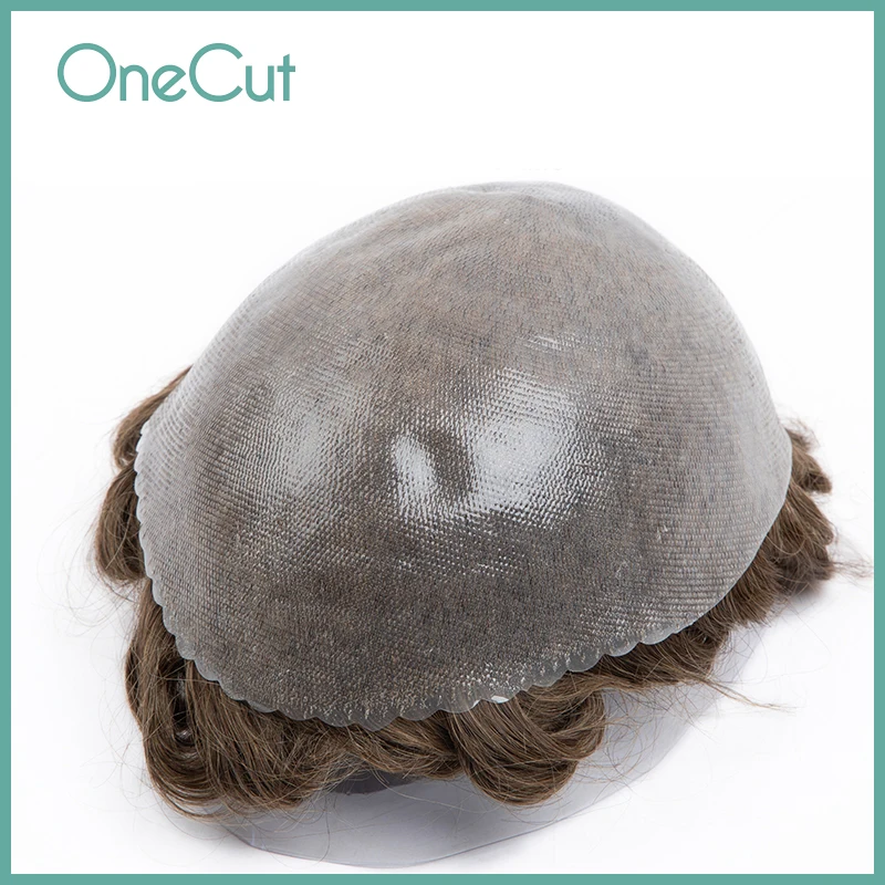 Men Toupee 0.1-0.12 Human Hair Men's Natural Hair Wig Full PU Capillary Prosthesis Transparent Toupee Hair Replacement System