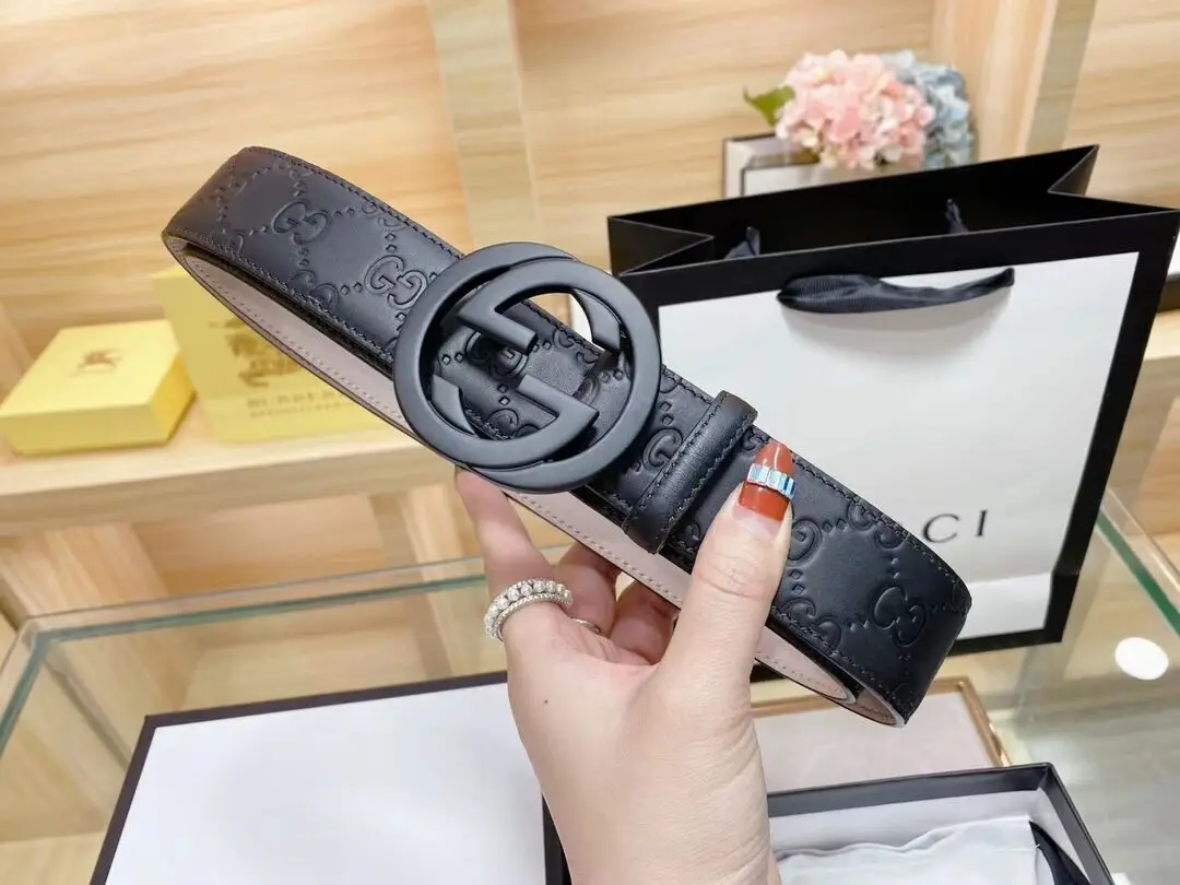 точная копия 1:1 Gucci Style Luxury Copy1:1 Бутик С Пряжкой Из Чистой Стали Модный Универсальный Мужской Ремень Для Отдыха 38 См