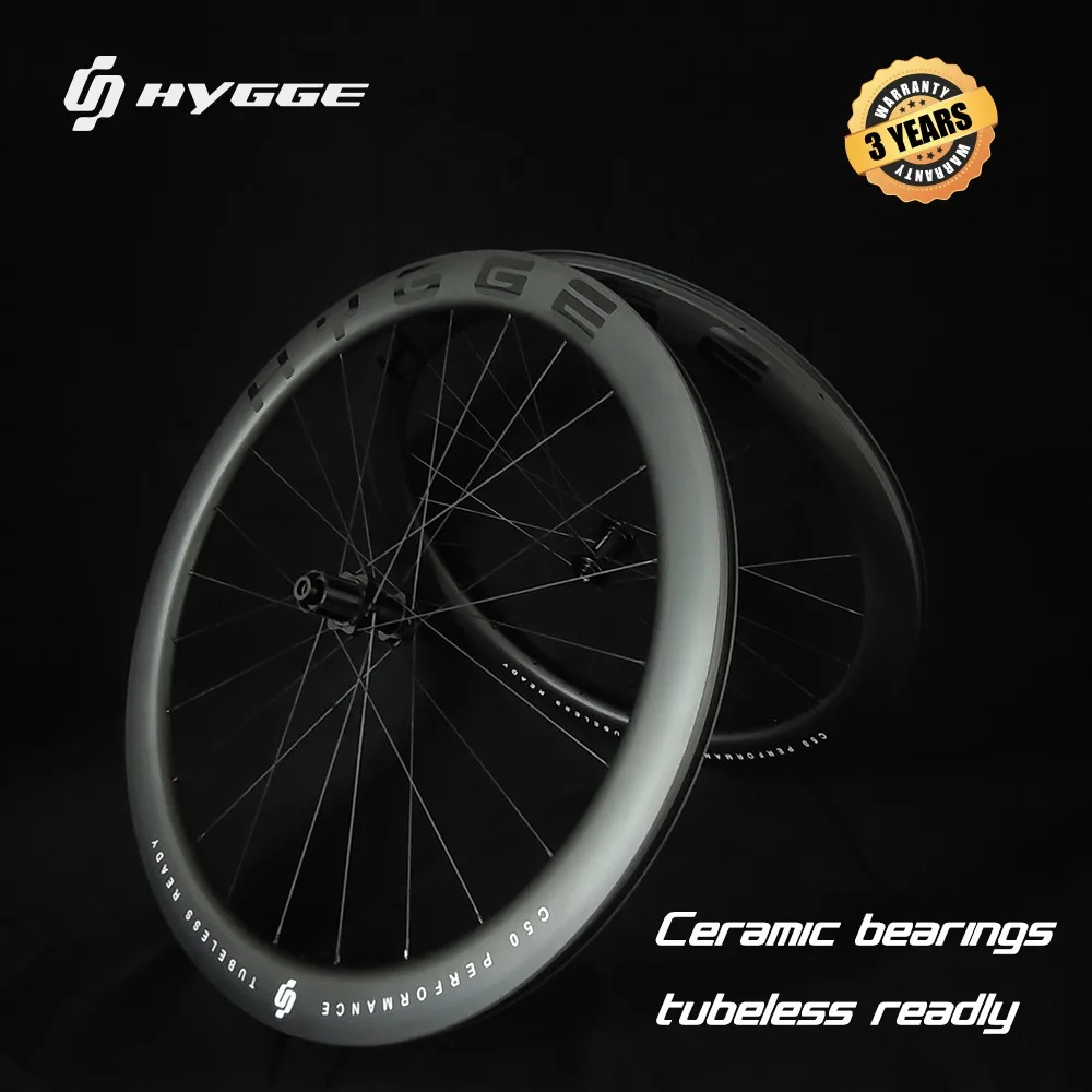

2023 HYGGE carbon wheelset disc wheel bike wheel 50mm and 40mm carbon wheels ceramic bearing 700C wheels, 3 years warranty!