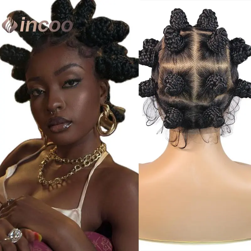 Синтетические кружевные передние парики Короткие косички с крючком 360