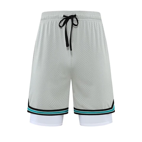 Шорты однотонные стильные спортивные профессиональные мужские баскетбольные дышащие классические тканевые - изображение