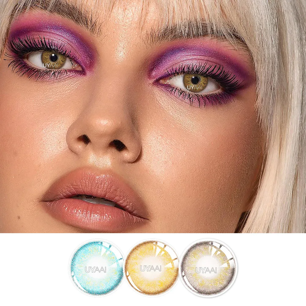 

UYAAI Color Contact Lens 1 Pair/Two-Piece Russian Natural Brown Blue Yearly Use Beauty Color Lens Eyes Free Shipping