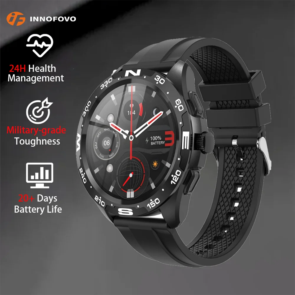 

INNOFOVO I32 Military Outdoor Men's Smart Watch AI Voice 100+ Sports Modes Toughness Waterproof SmartWatch Sport Watches