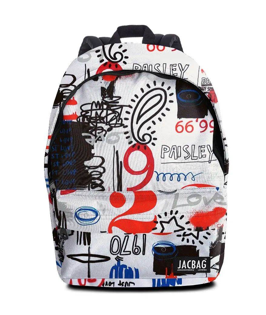 Jacbag Classic Rugged Single Compartment Zippered Front Pocket Large Inner Volume Adjustable Shoulder Strap Backpack School Bag
