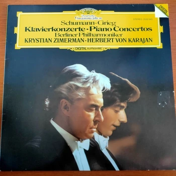 Old 33 RPM 12 inch 20 cm Vinyl Records LP Disc Karajan Conductor Schumann Piano Concerto World Classic Music Used