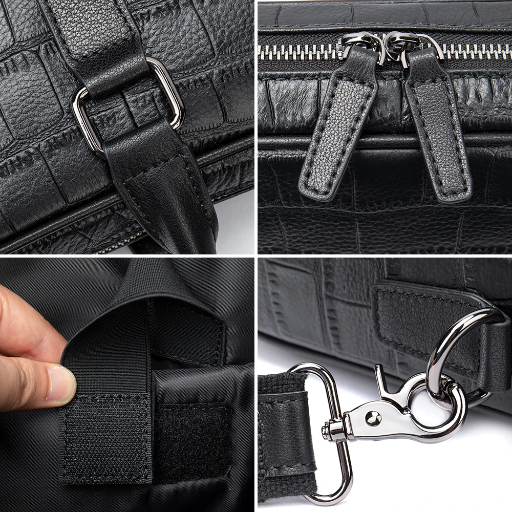 WESTAL Croco Design Leather Briefcases 15'' Laptop Bags Men's Executive Briefcase Portafolio Business Men Bags for Documents