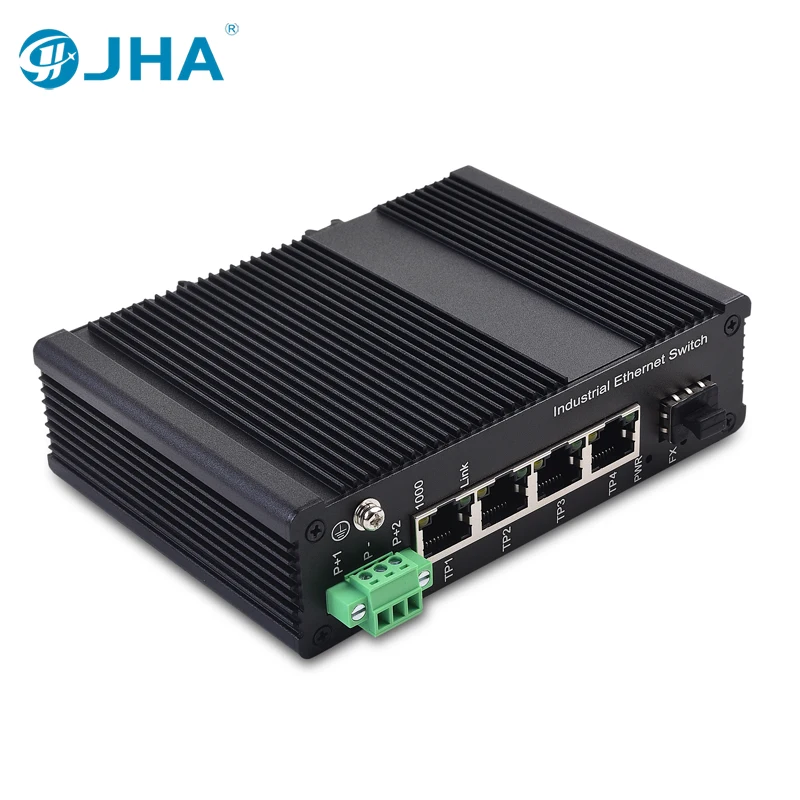 

Industrial Ethernet Switch 4 Port 10/100/1000Mbps + 1 Port Gigabit SFP Slot Unmanaged -40 to 85°C Din-rail IP40 Network Switch