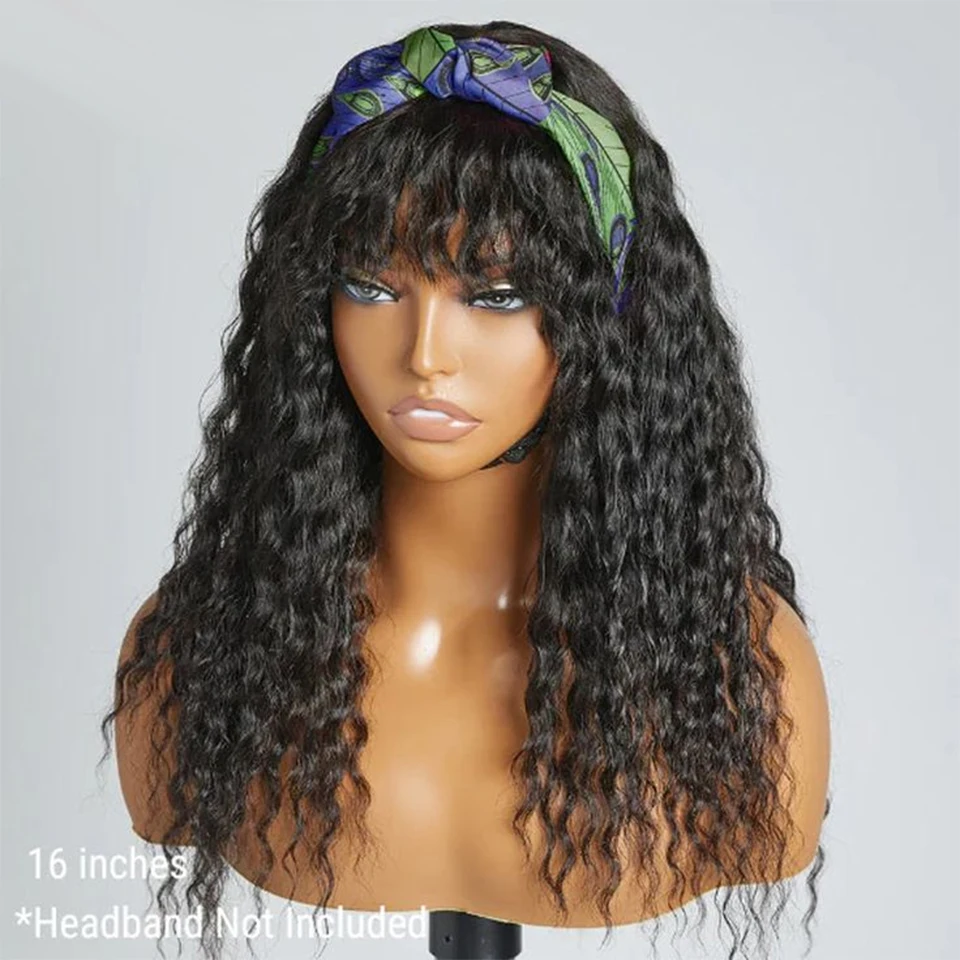 Yyong парики из человеческих волос с глубокой волной челкой для женщин полностью