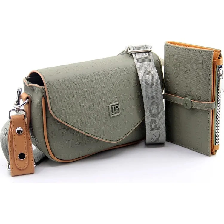 Just Polo Зеленый Таба мини-размер, 2 ремешка, 2 отделения, конверт, модель, женская сумка через плечо и кошелек, 21x13 см, JP2102-1011