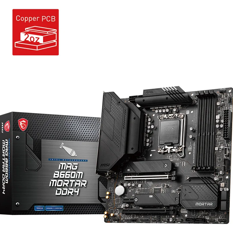 MSI B660M MORTAR DDR4 Gaming Motherboard For 12/13gen intel Processors support XMP Overclocking PCIE3.0 Type-C M.2 HDMI DP