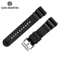 san martin watch parts fluorine rubber strap waterproof 20 22mm shark marking high flexibility tuna 003 watch accessories