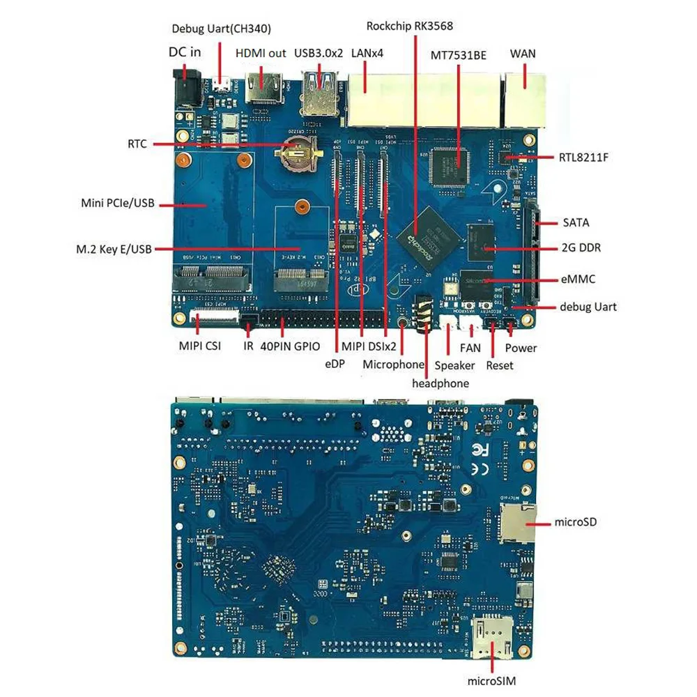 Banana PI BPI R2 Pro Rockchip RK3568 Opensource маршрутизатор демонстрационная плата четырехъядерный