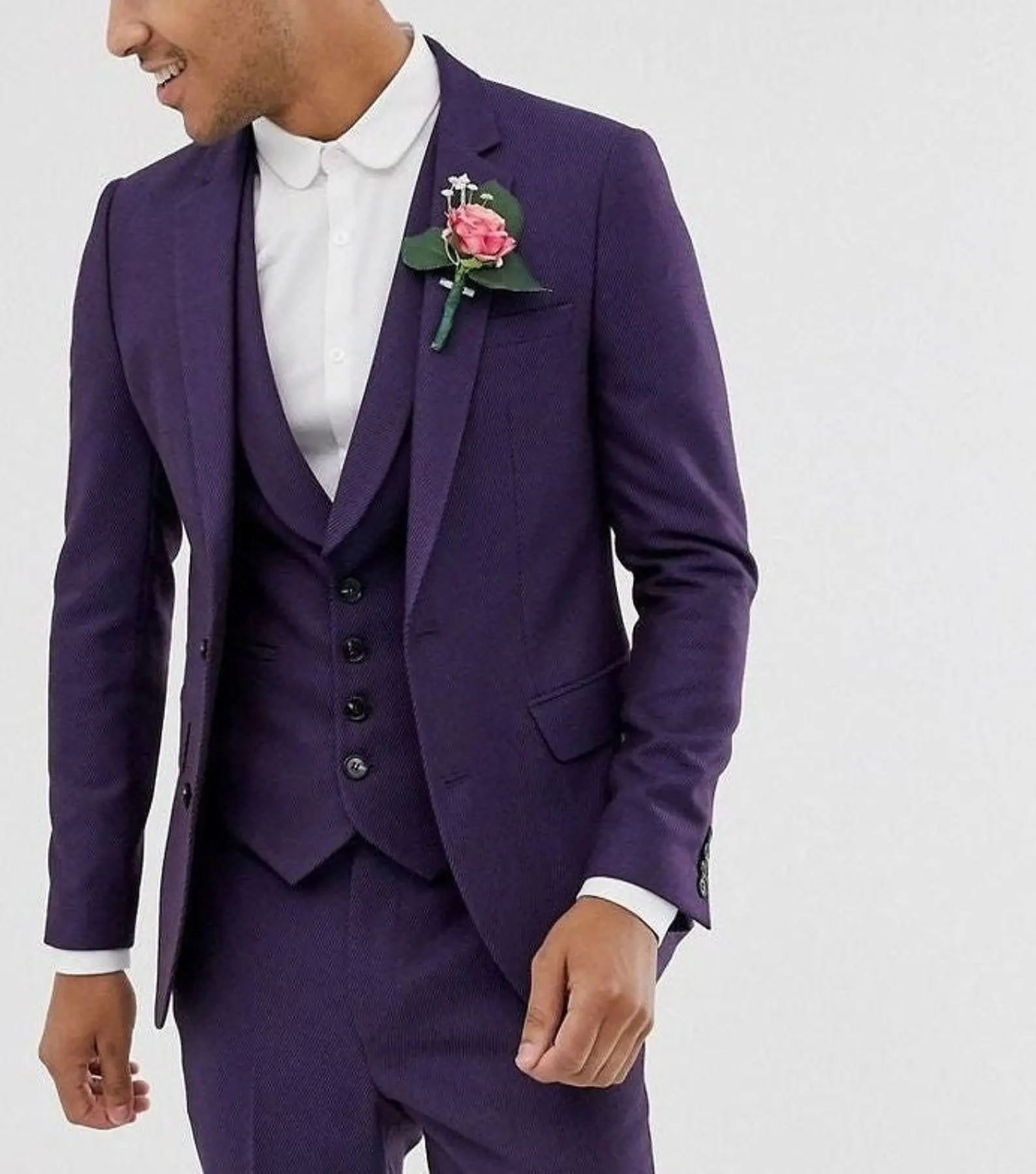 New Fashion Men Suits Modern Style Formal Wedding Tuxedos Custom Made Notch Lapel Three Pieces Coat+Pants+Vest Trajes De Hombre