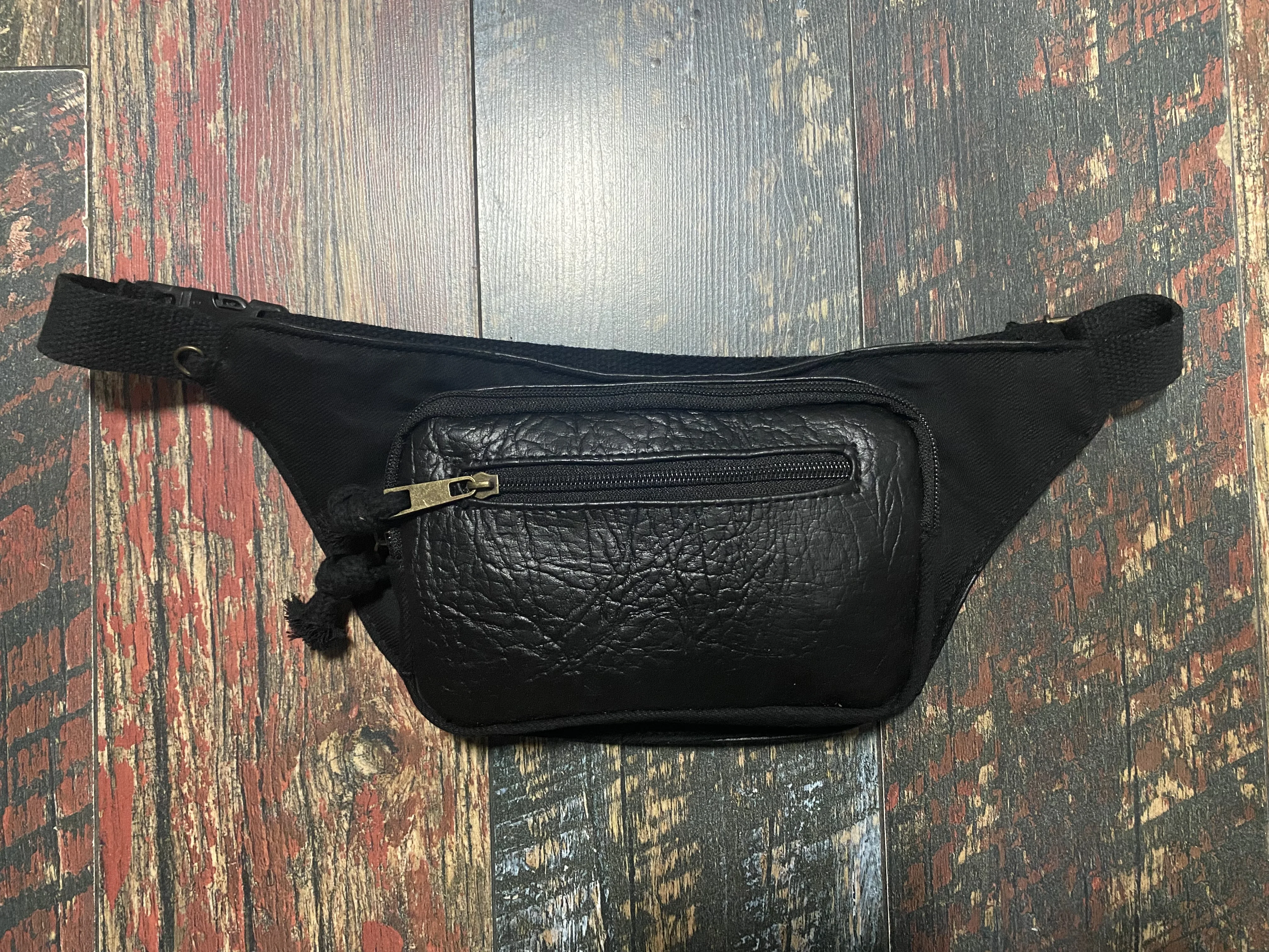 Уличная сумка, черная кожаная поясная