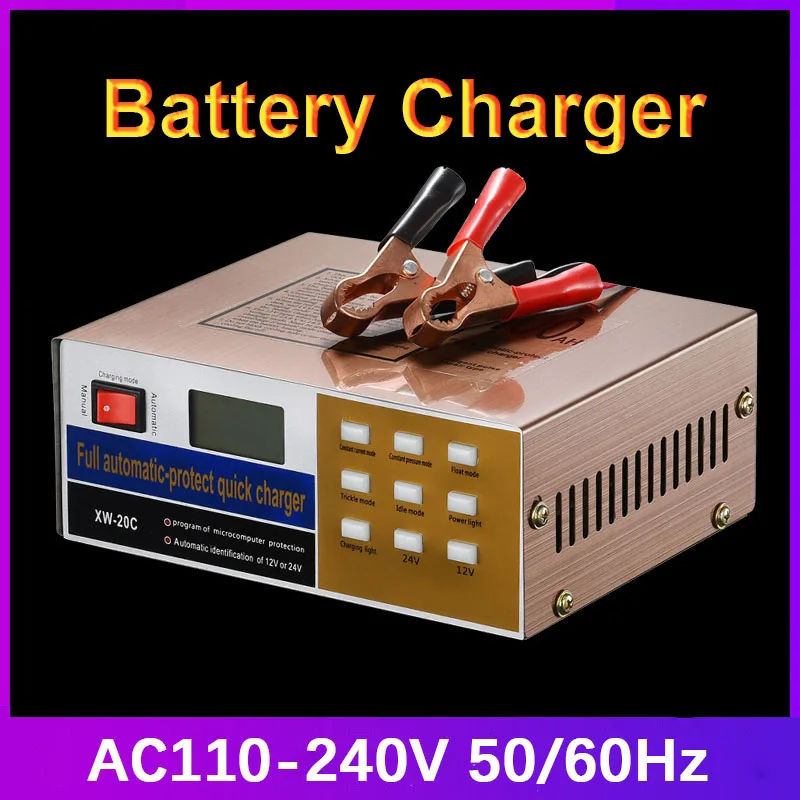 

12V24V Car Battery Charger 220W Motorcycle Fully Automatic Battery Lead-acid Batteries US UK AU EU