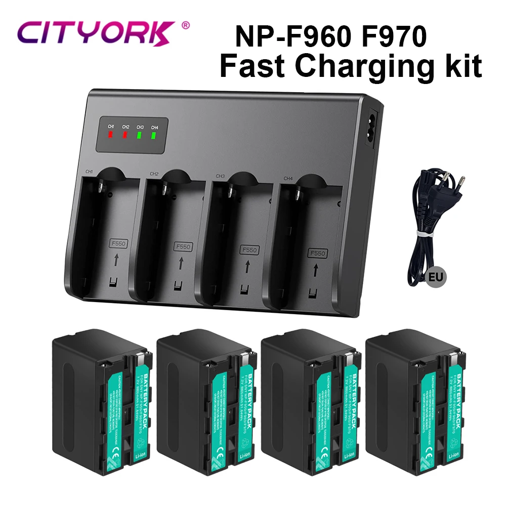 8800Ah NP-F960 NP F970 NPF960 NPF970 аккумулятор с 4-канальным зарядным устройством для Sony NP-F980 NP-F550 NP F750 NP-F570