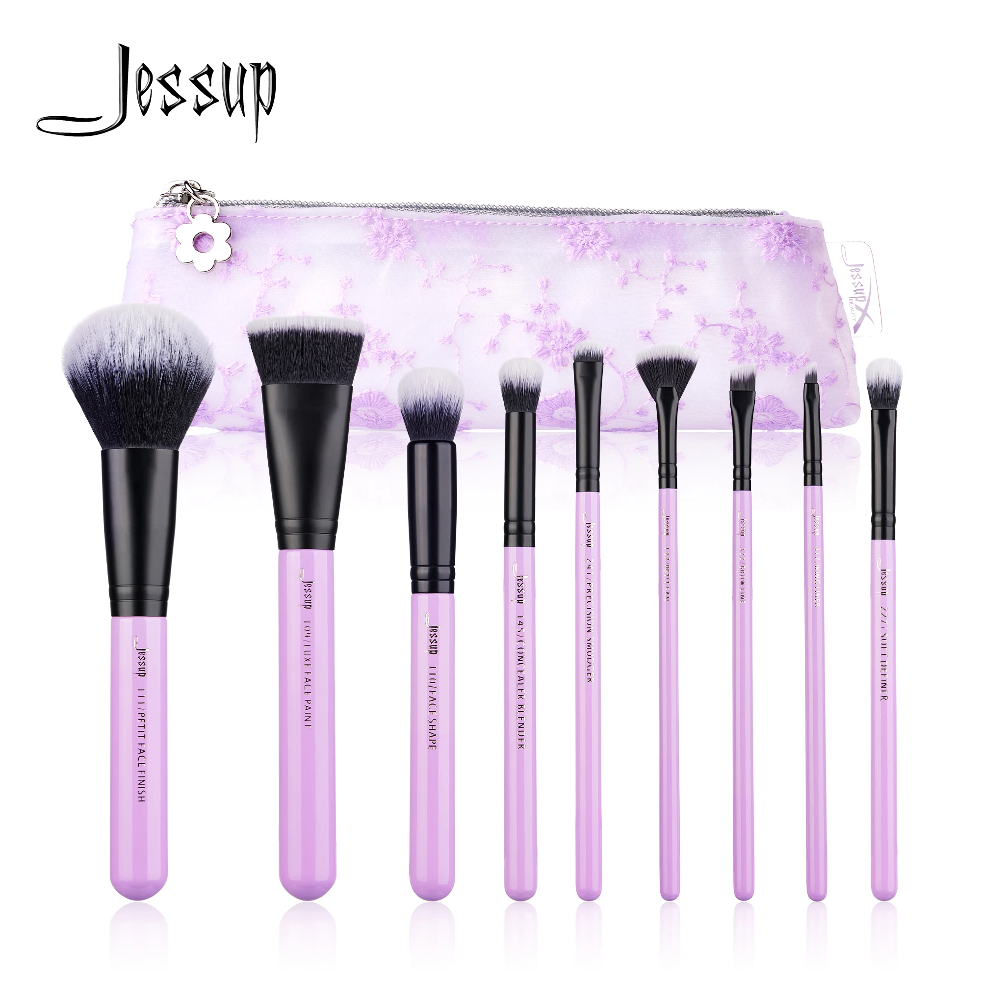 

Jessup Makeup Brushes Set Eyeshadow Foundation Concealer Highlighter Eye Blending Liner Brow Brush 9pcs Synthetic Brocha