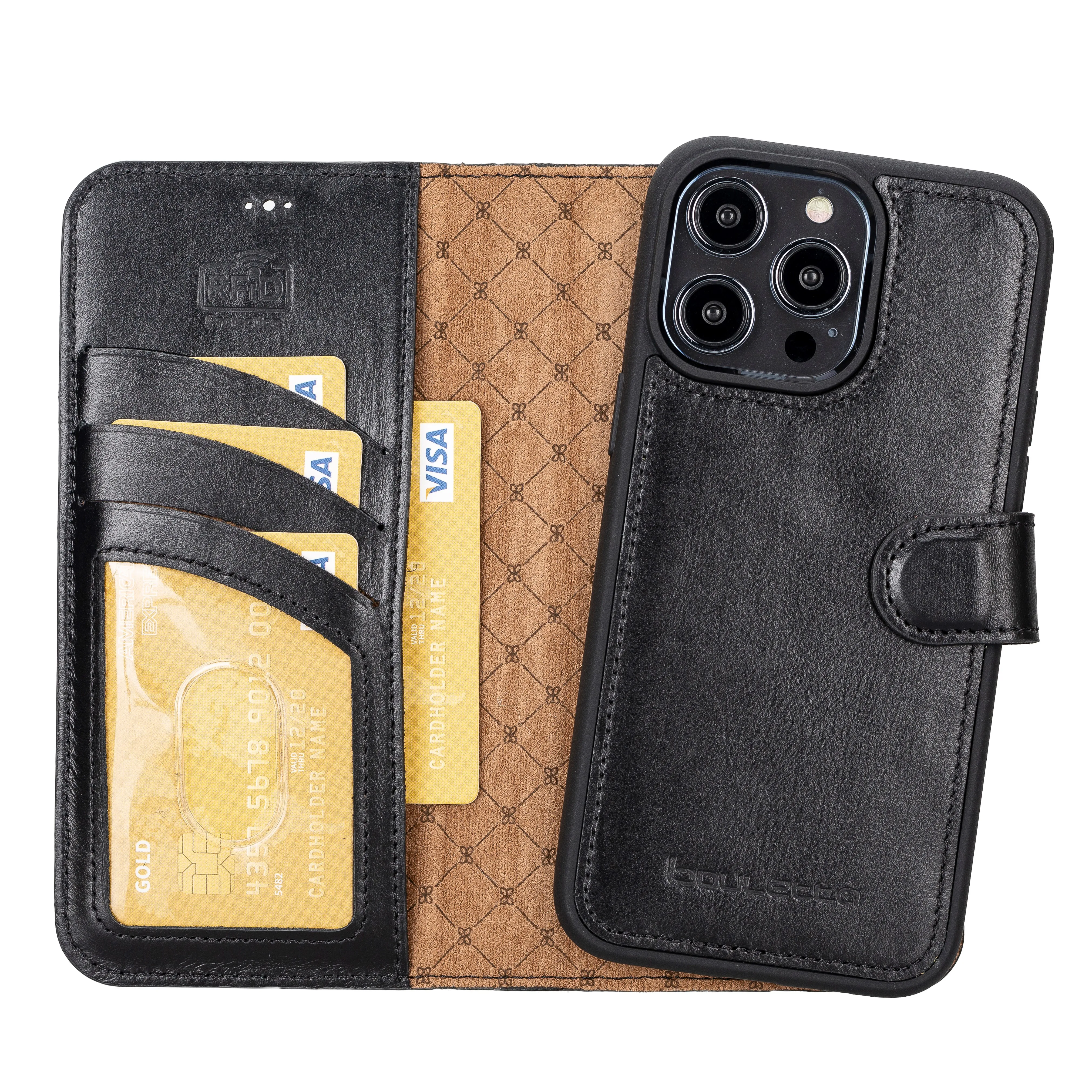 BOULETTA MW Genuine Leather Handmade Wallet Phone Case for iPhone 14 Pro Max 6.7