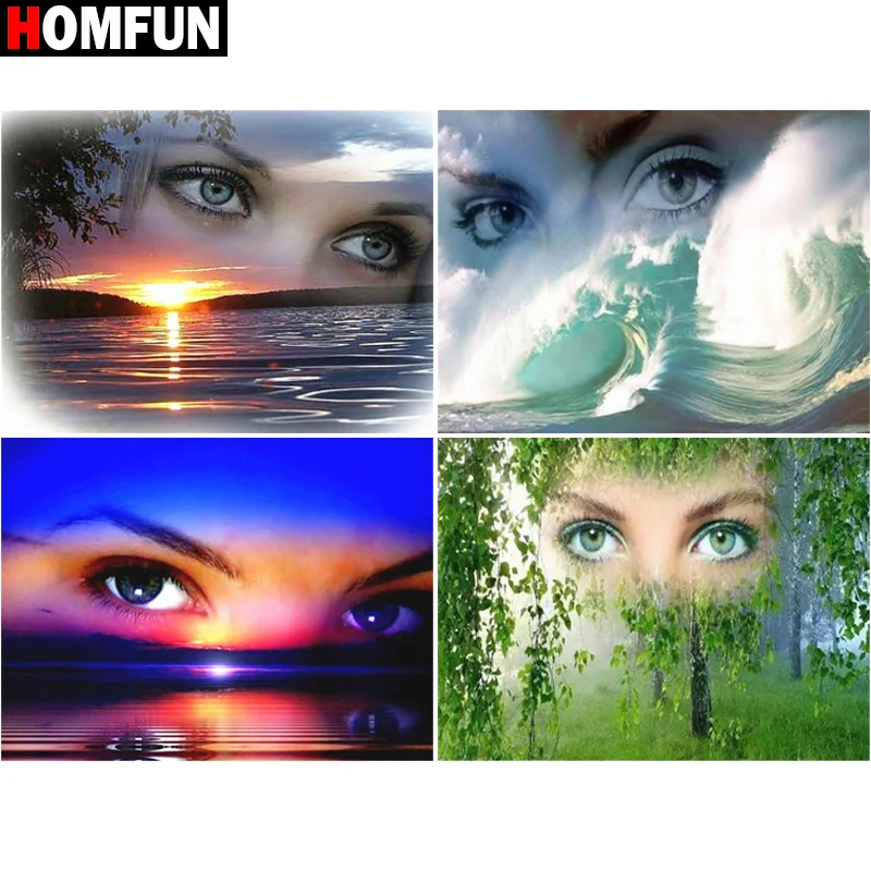 

Картина из квадратных и круглых страз HOMFUN, 5D алмазная вышивка «пейзаж, женщина», украшение для дома