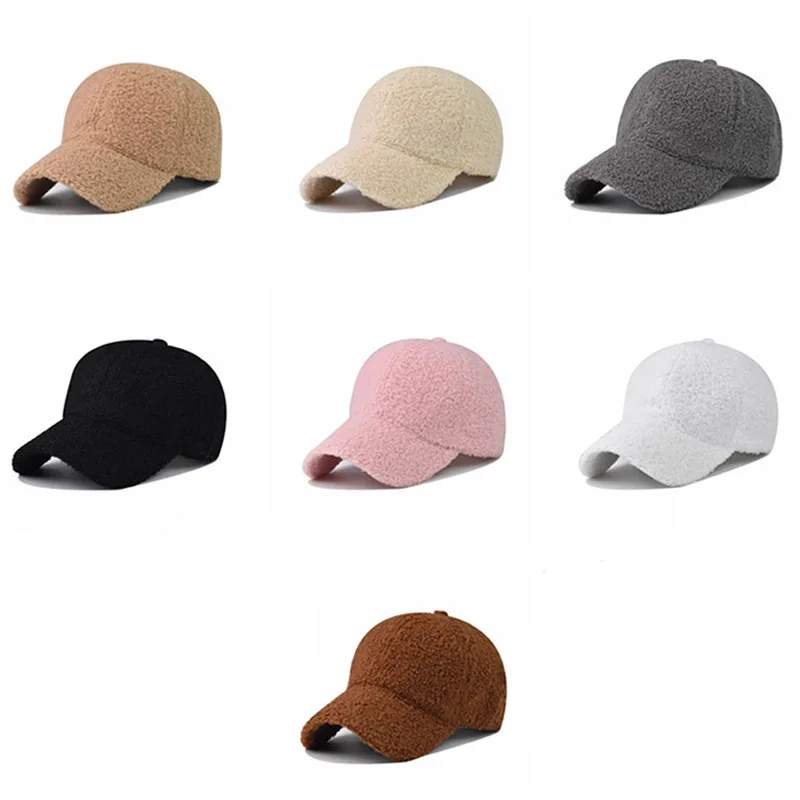 

Fashion Warm Winter Baseball Caps Teddy Fleece Faux Lamb Wool Hip Hop Cap for Men Women Outdoor Adjustable Cap 겨울모자