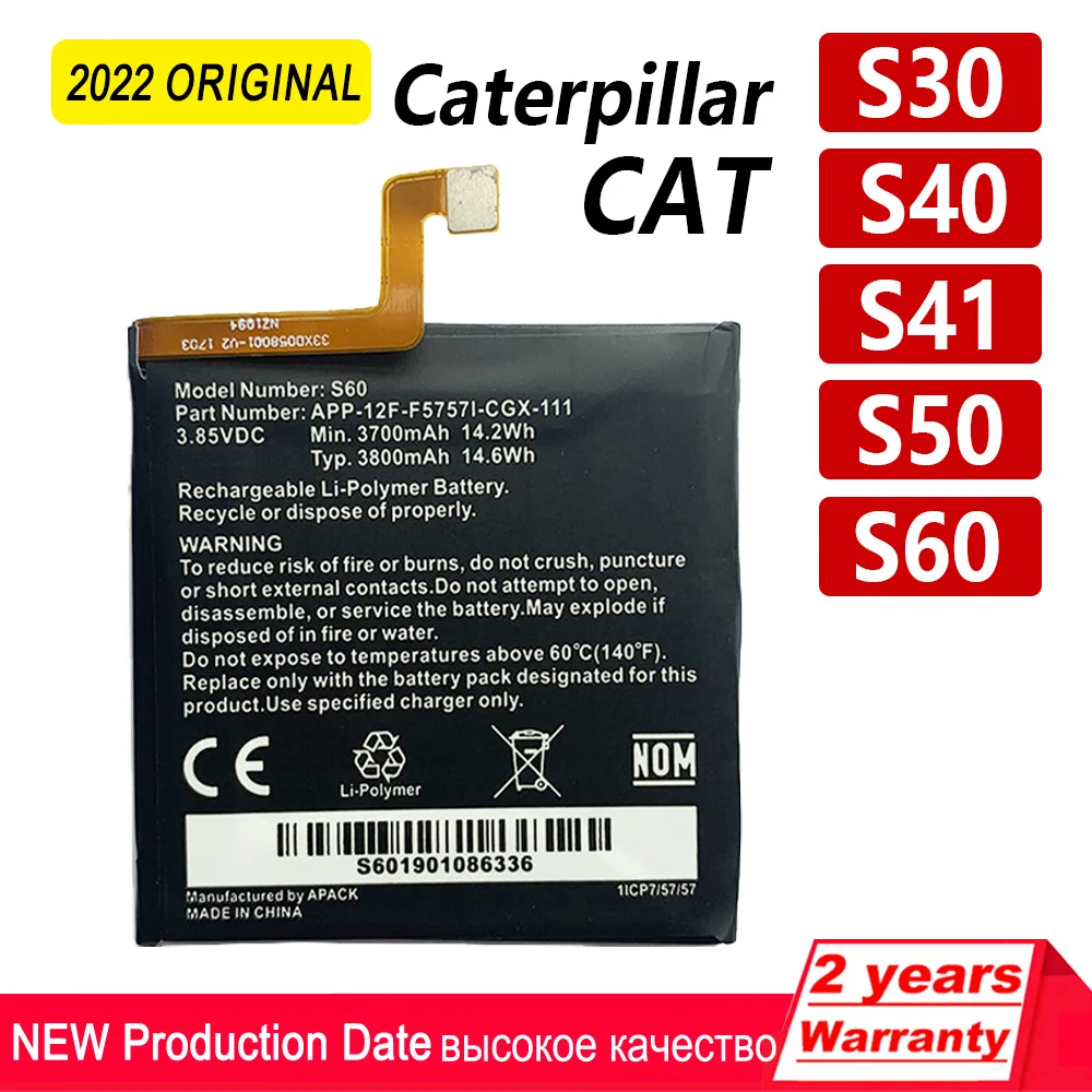 Фото 100% Подлинная аккумуляторная батарея для Caterpillar Cat S60 S50 S40 S30 S41 APP-12F-F57571-CGX-111 Batteria