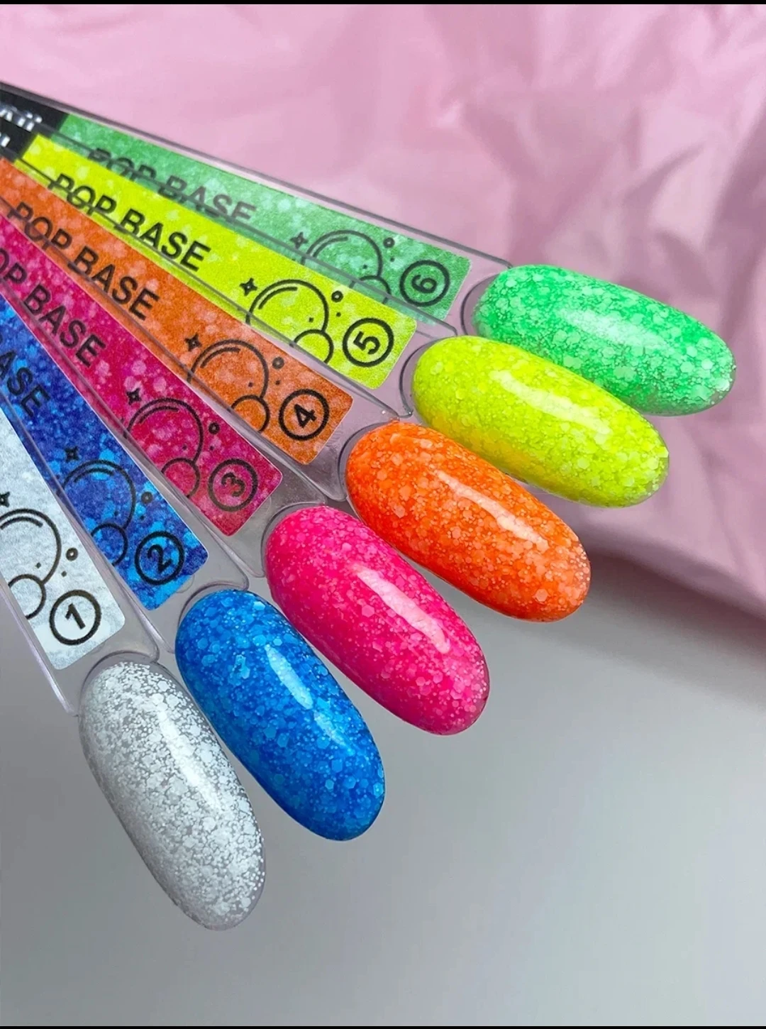 Xnail pop base (color stained glass with glitter) 10 ml | Base Coat
