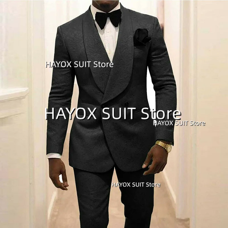 Men Suits For Wedding 2022 Shawl Collar Conjuntos De Blazer Slim Fit Business Formal Costume Homme 2 Piece  Tuxedo