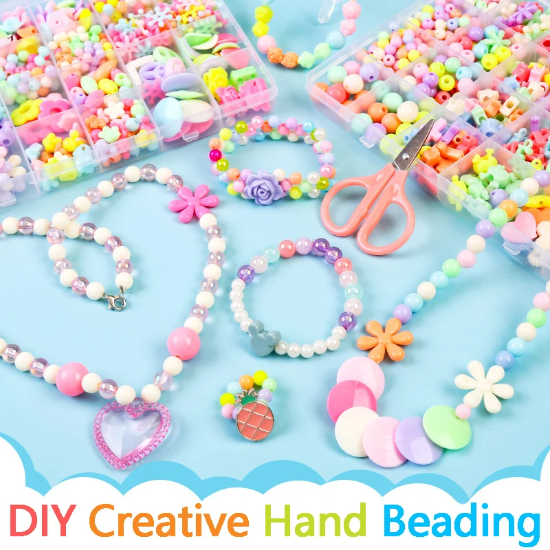 

24 Grid DIY Handmade Beads Toys Creative Loose Spacer Beads Crafts Making Bracelet Necklace Jewelry Kit Girl Toy Gift