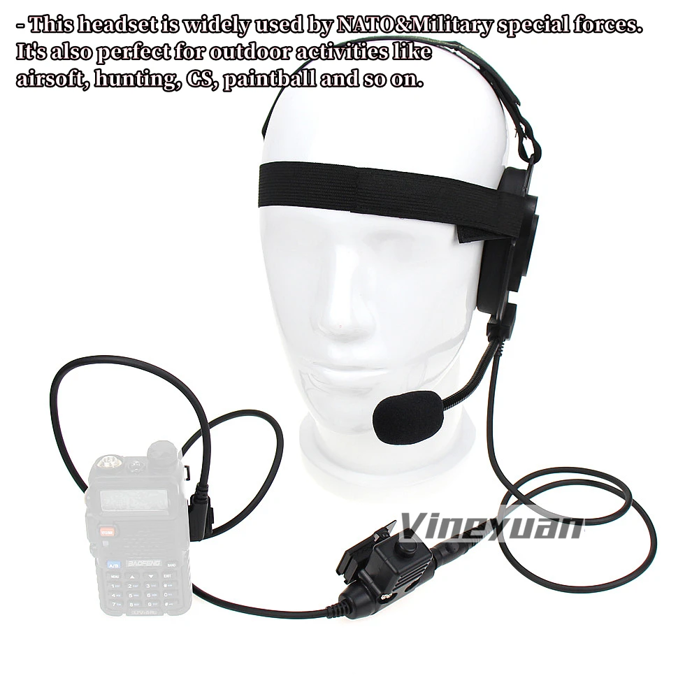 Tactical Bowman Elite II Headset Earpiece U94 PTT for Kenwood TK2107 Baofeng UV-5R BF-888S UV 6R Portable Radio Walkie Talkie