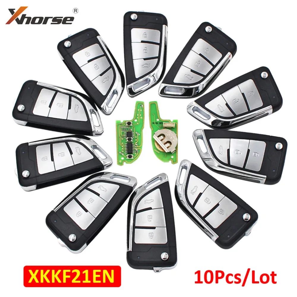 

10Pcs/lot Xhorse XKKF21EN Universal Wire Remote XK Series 3 Buttons Flip VVDI Remote Car Key For VVDI2/VVDI Mini/Key Tool Max