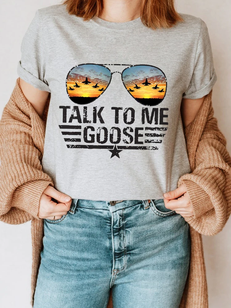 

Talk To Me Goose T Shirt Top Gun Shirt Print T-Shirt Women Summer Tops Sunglasses Tshirt Vintage T Shirts Short Sleeve T-shirt