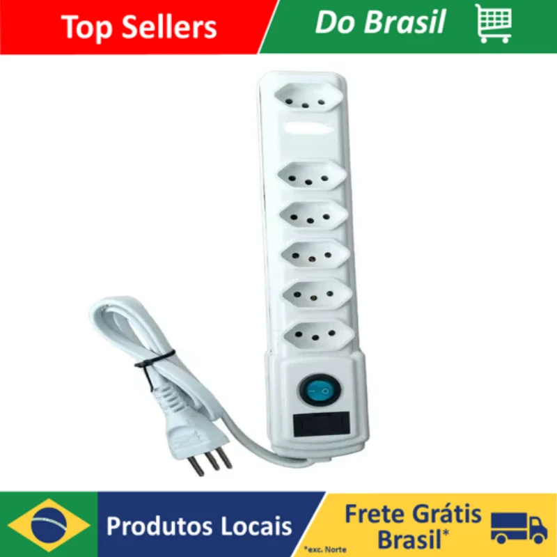 

Filtro De Linha Régua 10a Bivolt 6 Tomadas 1 Metro On/off