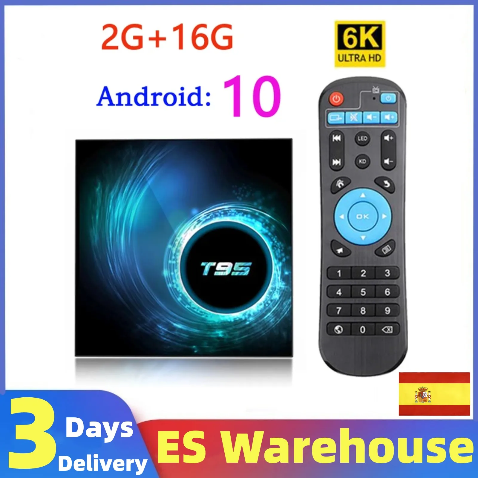 Dispositivo de TV inteligente T95 H616, decodificador con Android 10, 4GB, 64GB, AllWinner H616, cuatro núcleos, compatible con 6K2.4/5G, WIFI Dual, BT 5,0