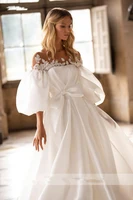 a line o neck hy406 wedding dress for women satin floor length charming simple elegant princess bridal gowns vestidos de novia
