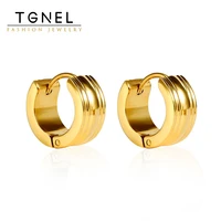 classic fashion stainless steel for women earrings arc 8mm wide gold color plated ear buckles aros acero inoxidable mujer
