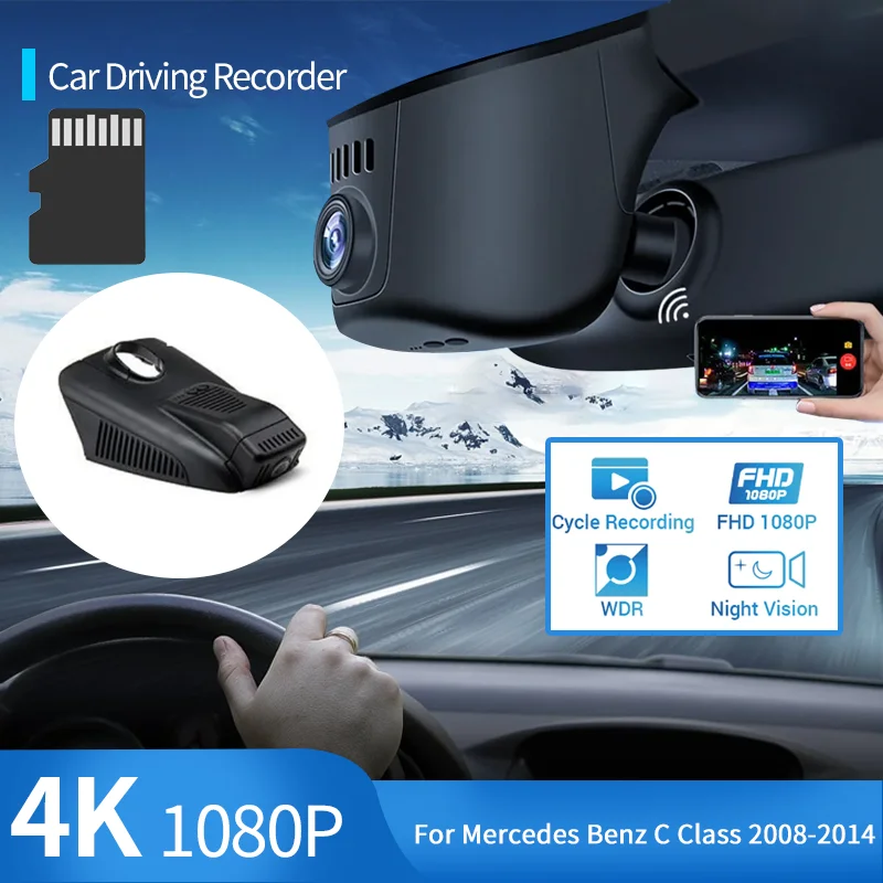 

for Mercedes Benz C Class C180 C200 W204 2008~2014 4K Wifi DASH CAM Easy Installation Car DVR Video Recorder Night Vision Camera