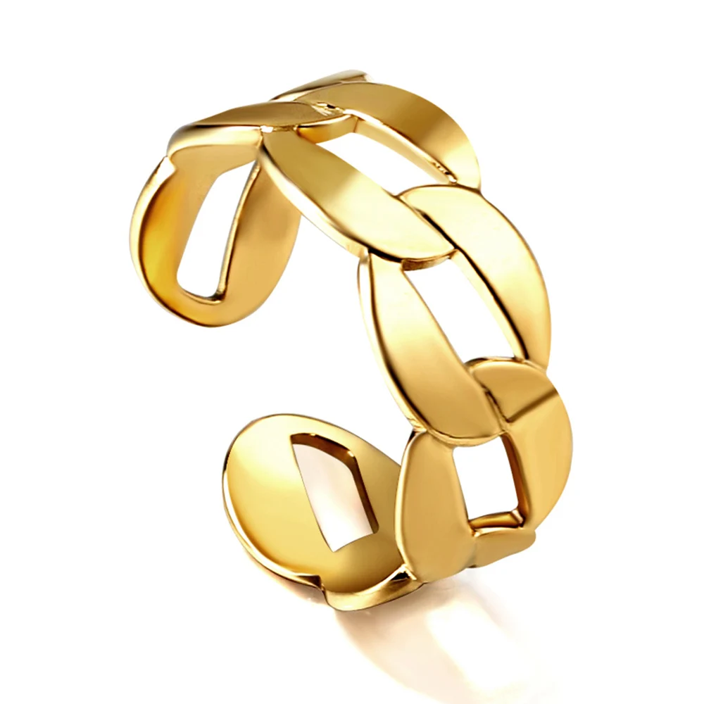 

Exquisite Chain Opening Ring for Women Girls Minimalist Stainless Steel Waterproof Jewelry 18 K Metal Trendy Fashion Party Gift