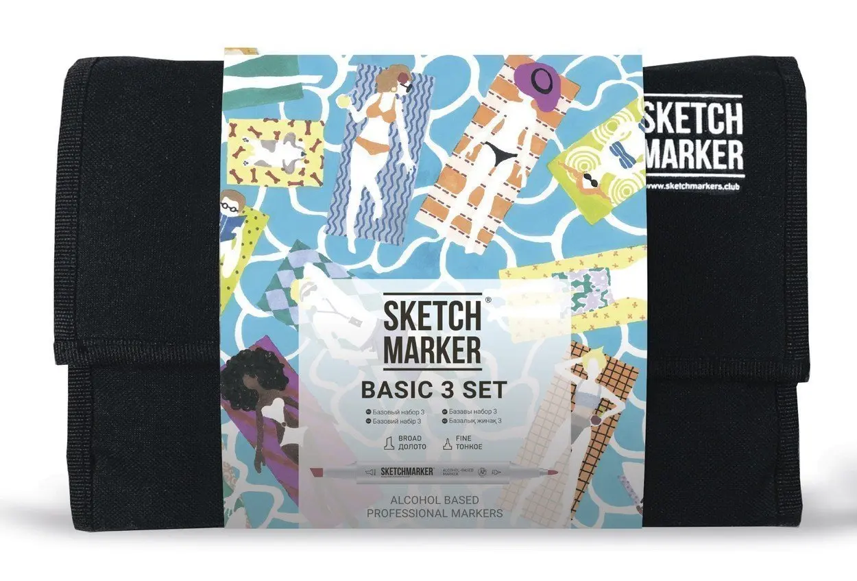 Sketchmarker Набор маркеров на спиртовой основе Basic 3 24шт базовые оттенки сумка