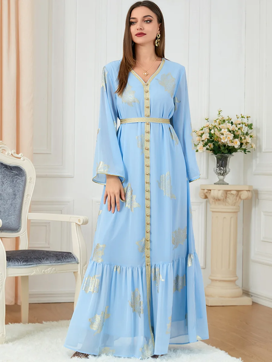 Luxury Evening Dresses 2023 Muslim Abaya Maxi Dress Long Sleeve Abayas For Muslim Dubai Dress Outfits Chiffon Eid Turkey