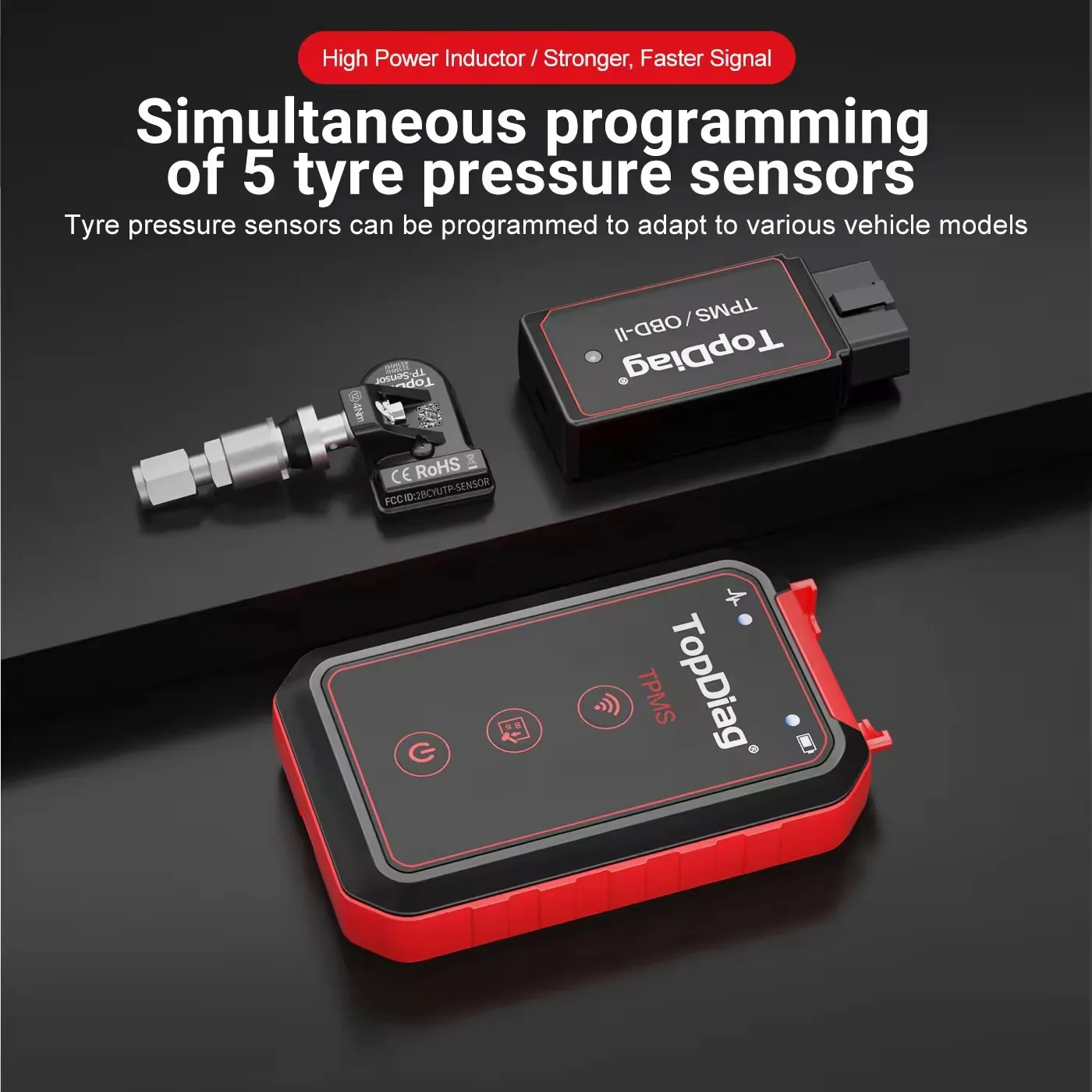 Фото TopDiag PS001 Автомобильный TPMS диагностический сервисный инструмент Активация датчиков высвобождения Программа TPMS OBDII Комплект Инструмент для соответствия давления в шинах №4