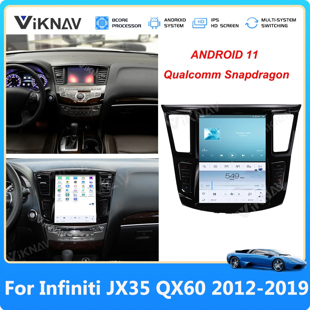 

Автомобильный радиоприемник Qualcomm Android 11 для Infiniti QX60 JX35 2012-2019, мультимедийный плеер 128G, автомобильный стерео GPS-навигатор, сенсорный экран