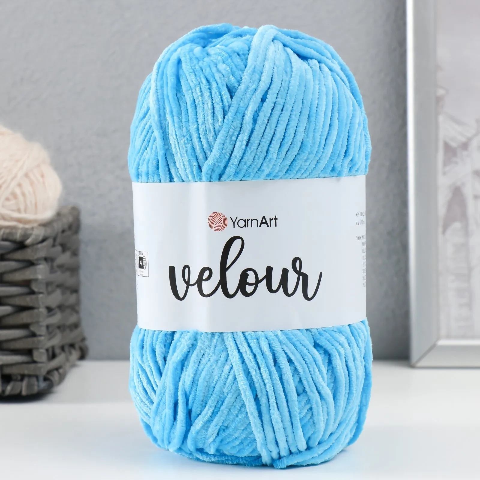 Пряжа 'Velour' 100 микрополиэстер 170м/100г (850 яр. голубой) (комплект из 6 шт)