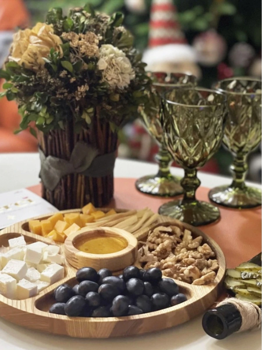 Менажница деревянная Blessed HOME / посуда для сервировки стола тарелка блюдо 27*27 | Дом