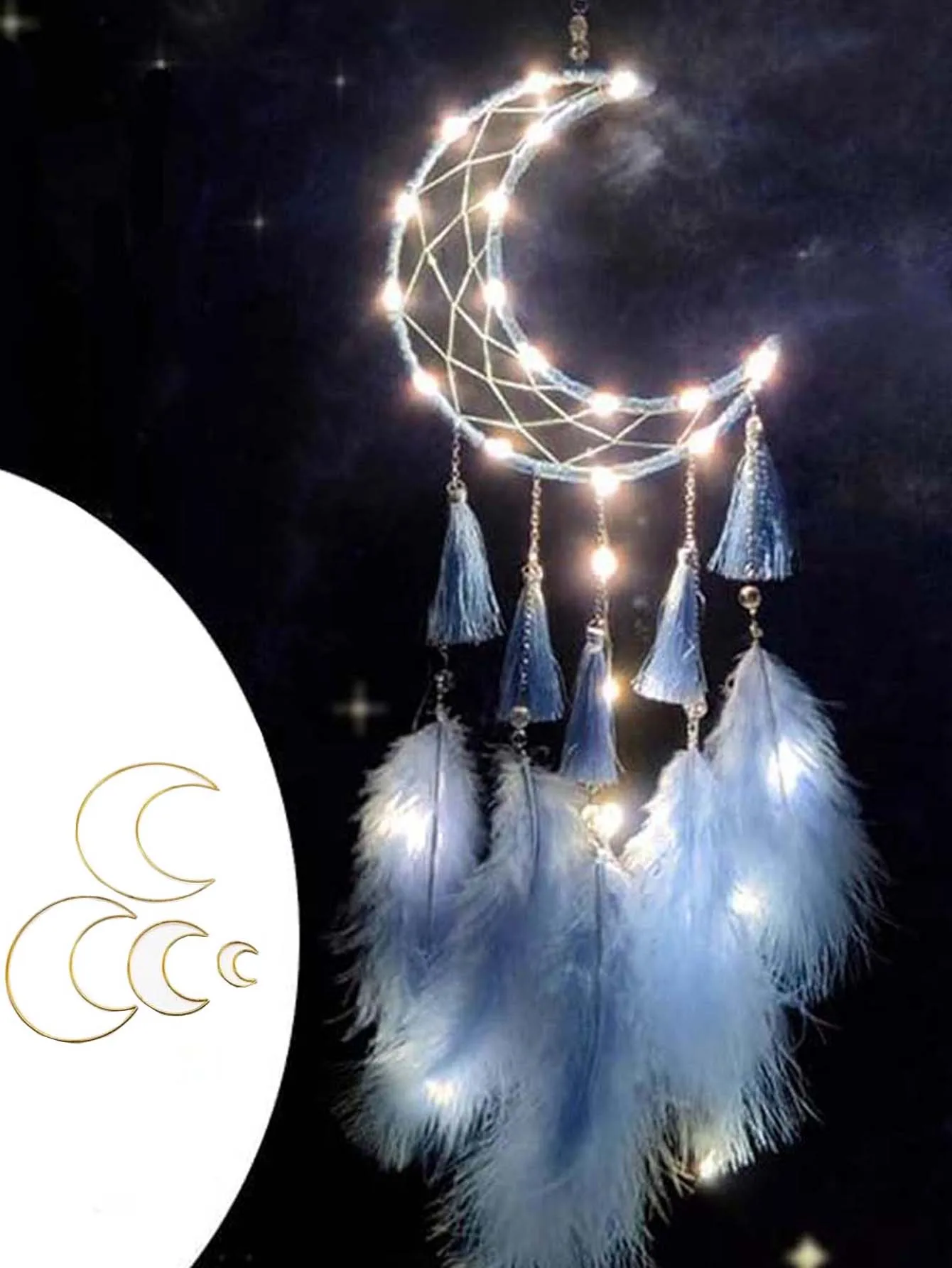 1 шт. кольца Ловец снов с луной металлические для поделок золотые обручи 4 размера